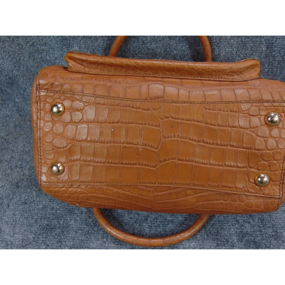 Michael Kors Hamilton Satchel Brown Croc Embossed Leather‎ Turn Lock